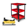 Servante d'Atelier BMTOOLS 3 étages sur roulettes & Cric Rouleur Hydraulique Compact DUNLOP 2T - Desserte, rangement pour outils