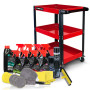 Chariot de Servante 3 Étages sur Roulettes BMTOOLS et Kit Nettoyage Auto Complet 21 Pièces Neutre DUNLOP (Shampoing, Micro, ...)