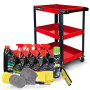 Chariot de Servante 3 Étages sur Roulettes BMTOOLS et Kit Nettoyage Auto Complet 21 Pièces Pomme DUNLOP (Shampoing, Micro, ...)