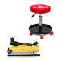 Chariot de garagiste BM TOOLS pivotant réglable & Cric Rouleur Hydraulique Compact DUNLOP 2T - Supports OUTILS, Réparation Auto