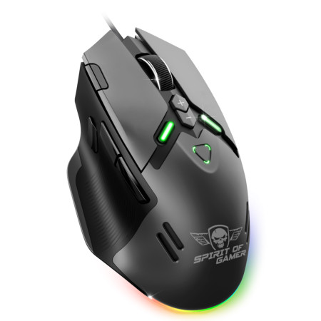 Souris gamer Spirit of Gamer Elite M60 Dark, 20 000 DPI, 9 boutons, RGB, filaire USB
