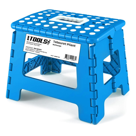Tabouret Pliant Bleu 27cm, Marchepied Pied Pliable BM TOOLS BMT-MP27-BLEU - 150kg Capacité, Léger et Compact pour Adulte/Enfant