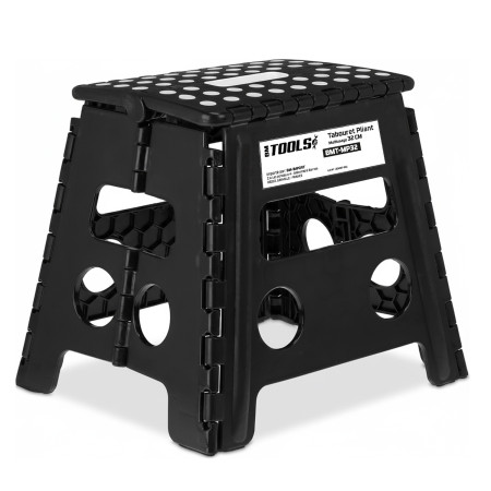 Tabouret Pliant Noir 32cm, Marchepied Pied Pliable BM TOOLS BMT-MP32-NOIR - 150kg Capacité, Léger et Compact pour Adulte/Enfant