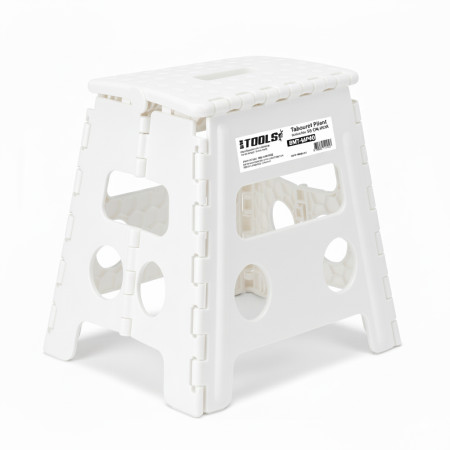 Tabouret Pliant Blanc 40cm, Marchepied Pied Pliable BM TOOLS BMT-MP40-BLANC 150kg Capacité, Léger et Compact pour Adulte/Enfant