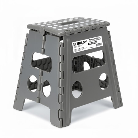 Tabouret Pliant Gris 45cm, Marchepied Pied Pliable BM TOOLS BMT-MP45-GRIS - 150kg Capacité, Léger et Compact pour Adulte/Enfant