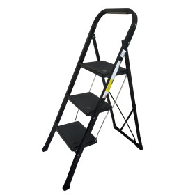 Escabeau à 3 marches BM TOOLS BMT-ESC3-BLACK, Haut. de travail : 70,5 cm, se range facilement, Marches anti-dérapantes - NOIR