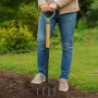Fourche à Bêcher Jardin 4 Dents Acier KINZO - Manche Bois 105cm & Poignée Ergonomique - Outil Jardinage Sols Durs & Aération