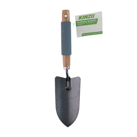 Pelle Jardin Manche Bois & Mousse 34cm KINZO - Pelle à Main Acier pour Plantation & Rempotage - Outil Ergonomique Confort