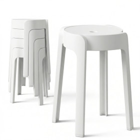 Tabourets Gigognes empilables par 4 BM HOME TAB-BLANC en plastique, légers pour la maison, salle de classe, cuisine, jardin