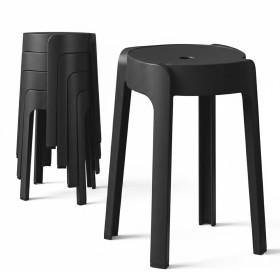 Tabourets Gigognes empilables par 4 BM HOME TAB-NOIR en plastique, légers pour la maison, salle de classe, cuisine, jardin