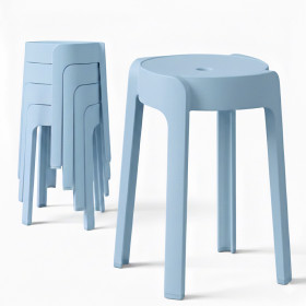 Tabourets Gigognes empilables par 4 BM HOME TAB-BLEU-PASTEL en plastique, légers pour la maison salle de classe, cuisine, jardin