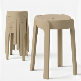 Tabourets Gigognes empilables par 4 BM HOME TAB-BEIGE en plastique, légers pour la maison salle de classe, cuisine, jardin