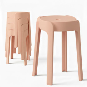Tabourets Gigognes empilables par 4 BM HOME TAB-ROSE en plastique, légers pour la maison salle de classe, cuisine, jardin