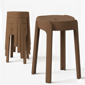 Tabourets Gigognes empilables par 4 BM HOME TAB-MARRON en plastique, légers pour la maison salle de classe, cuisine, jardin