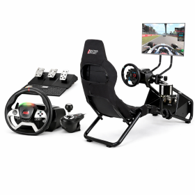 Siège simulateur de course Amstrad RACING-DRIFT + volant, pédales, levier & support écran jusqu’à 40″