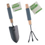 KINZO Kit Jardinage 2pcs - Pelle Transplantoir + Griffe 3 Dents - Manche Bois & Mousse - Outils à Main Plantation & Sol