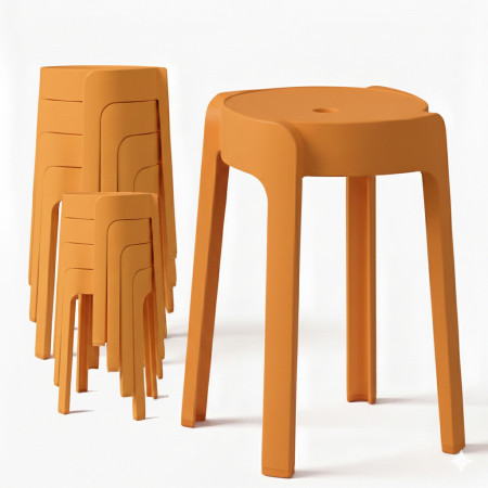 8 Tabourets Gigognes empilables BM HOME TAB-ORANGE en plastique, légers pour la maison, salle de classe, cuisine, jardin