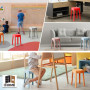 8 Tabourets Gigognes empilables BM HOME TAB-ORANGE en plastique, légers pour la maison, salle de classe, cuisine, jardin