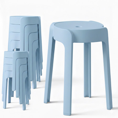 8 Tabourets Gigognes empilables BM HOME TAB-BLEU-PASTEL en plastique, légers pour la maison salle de classe, cuisine, jardin