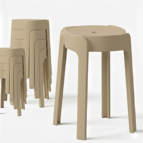 8 Tabourets Gigognes empilables BM HOME TAB-BEIGE en plastique, légers pour la maison salle de classe, cuisine, jardin