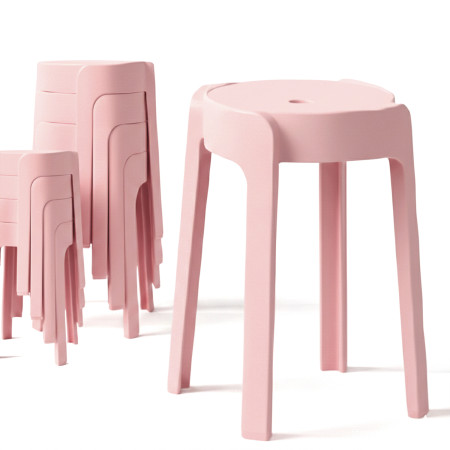 8 Tabourets Gigognes empilables BM HOME TAB-ROSE en plastique, légers pour la maison salle de classe, cuisine, jardin