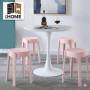 8 Tabourets Gigognes empilables BM HOME TAB-ROSE en plastique, légers pour la maison salle de classe, cuisine, jardin