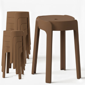 8 Tabourets Gigognes empilables BM HOME TAB-MARRON en plastique, légers pour la maison salle de classe, cuisine, jardin