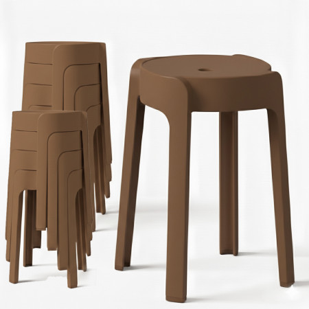 8 Tabourets Gigognes empilables BM HOME TAB-MARRON en plastique, légers pour la maison salle de classe, cuisine, jardin
