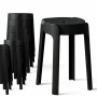 12 Tabourets Gigognes empilables BM HOME TAB-NOIR en plastique, légers pour la maison, salle de classe, cuisine, jardin