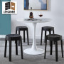 12 Tabourets Gigognes empilables BM HOME TAB-NOIR en plastique, légers pour la maison, salle de classe, cuisine, jardin