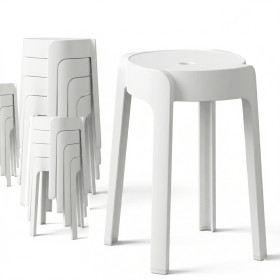 12 Tabourets Gigognes empilables BM HOME TAB-BLANC en plastique, légers pour la maison, salle de classe, cuisine, jardin