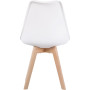 4 Chaises Tulipes Salle à Manger Scandinaves Bm Home Salle de Bureau, Pieds en Bois de Hêtre Massif, BLANCHES