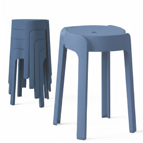Tabourets Gigognes empilables par 4 BM HOME TAB-BLEU-FONCE en plastique, légers pour la maison salle de classe, cuisine, jardin