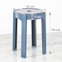Tabourets Gigognes empilables par 4 BM HOME TAB-BLEU-FONCE en plastique, légers pour la maison salle de classe, cuisine, jardin