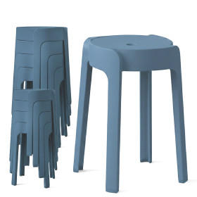 Tabourets Gigognes empilables par 8 BM HOME TAB-BLEU-FONCE en plastique, légers pour la maison salle de classe, cuisine, jardin