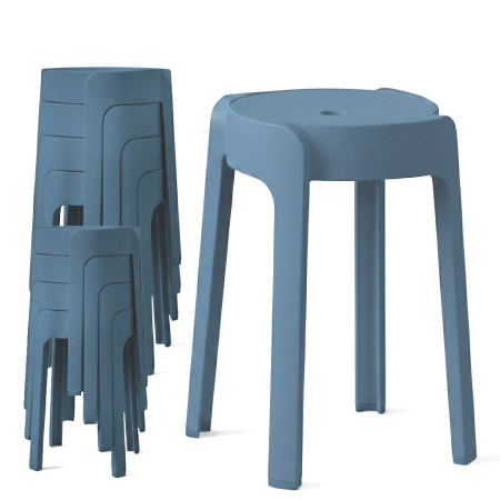 Tabourets Gigognes empilables par 8 BM HOME TAB-BLEU-FONCE en plastique, légers pour la maison salle de classe, cuisine, jardin