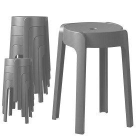 Tabourets Gigognes empilables par 8 BM HOME TAB-GRIS en plastique, légers pour la maison salle de classe, cuisine, jardin