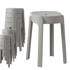 12 Tabourets Gigognes empilables BM HOME TAB-GRIS en plastique, légers pour la maison salle de classe, cuisine, jardin