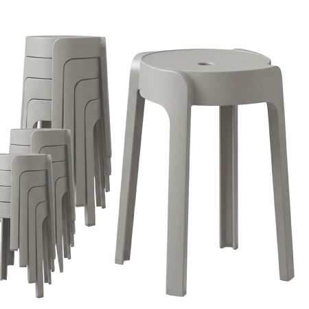 12 Tabourets Gigognes empilables BM HOME TAB-GRIS en plastique, légers pour la maison salle de classe, cuisine, jardin