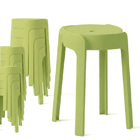 12 Tabourets Gigognes empilables BM HOME TAB-VERT en plastique, légers pour la maison, salle de classe, cuisine, jardin