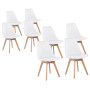8 Chaises Tulipes Salle à Manger Scandinaves Bm Home Salle de Bureau, Pieds en Bois de Hêtre Massif, BLANCHES