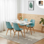 8 Chaises Tulipes Salle à Manger Scandinaves Bm Home Salle de Bureau, Pieds en Bois de Hêtre Massif, BLEUES