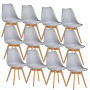 12 Chaises Tulipes Salle à Manger Scandinaves Bm Home Salle de Bureau, Pieds en Bois de Hêtre Massif, Couleur GRISE