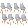 8 Chaises Tulipes Salle à Manger Scandinaves Bm Home Salle de Bureau, Pieds en Bois de Hêtre Massif, Couleur GRIS