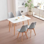 4 Chaises Tulipes Salle à Manger Scandinaves Bm Home Salle de Bureau, Pieds en Bois de Hêtre Massif, Couleur GRIS
