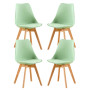 4 Chaises Tulipes Salle à Manger Scandinaves Bm Home Salle de Bureau, Pieds en Bois de Hêtre Massif, Couleur VERTE