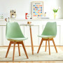 8 Chaises Tulipes Salle à Manger Scandinaves Bm Home Salle de Bureau, Pieds en Bois de Hêtre Massif, Couleur VERTE
