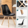12 Chaises Tulipes Salle à Manger Scandinaves Bm Home Salle de Bureau, Pieds en Bois de Hêtre Massif, NOIRS
