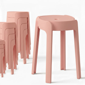 12 Tabourets Gigognes empilables BM HOME TAB-ROSE en plastique, légers pour la maison salle de classe, cuisine, jardin