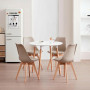 4 Chaises Tulipes Salle à Manger Scandinaves Bm Home Salle de Bureau, Pieds en Bois de Hêtre Massif, Couleur TAUPE